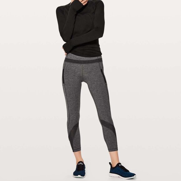 Lululemon Inspire Tight II Heathered Black/Black Size 6 - Picture 1 of 9